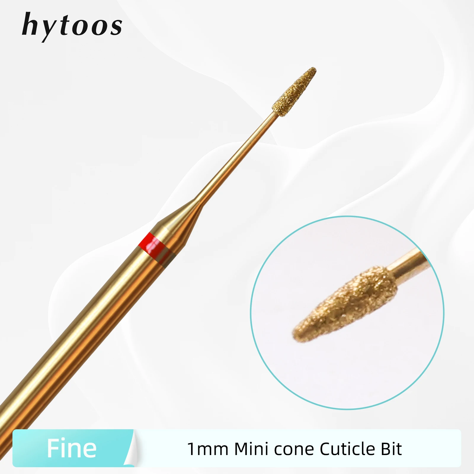 HYTOOS 1mm Mini Cone Cuticle Clean Nail Drill Bit, Titanium Russian Diamond Nail Bits Nail Cleaner Accessories for Dead Skin