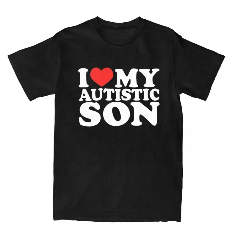 Y2K Oversized T- I Love My Autistic I Heart My Son With Autismsed 100 Cotton T Shirts Tee Shirt Y2K Short Sleeve Tops