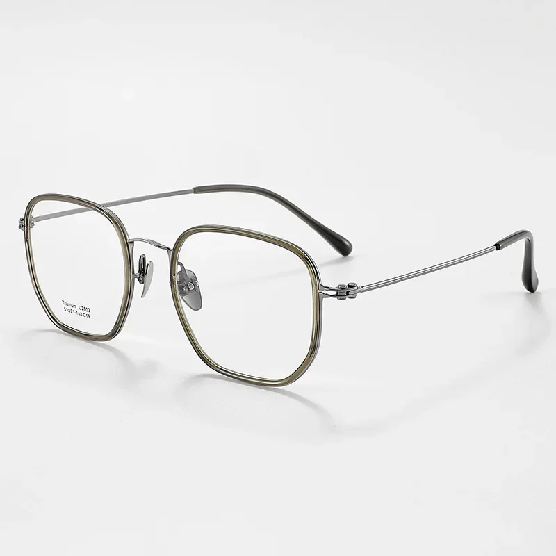 إطارات نظارات الأعمال المصممة من التيتانيوم، وزن الريشة 8 جرام بدون ضغط، طلاء IP دقيق، خالي من الحساسية، متين بدون براغي