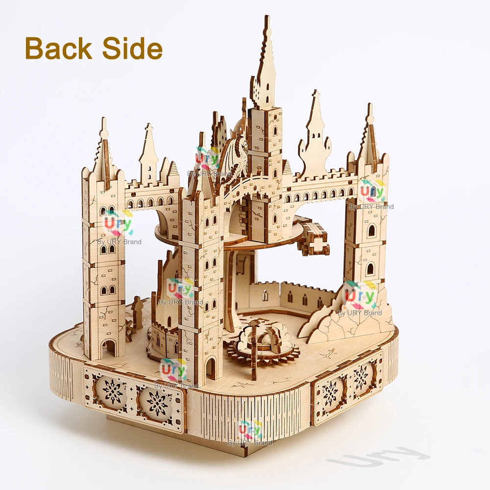 DIY 3D Wooden Musical Carousel Train Castle Model Kit 3