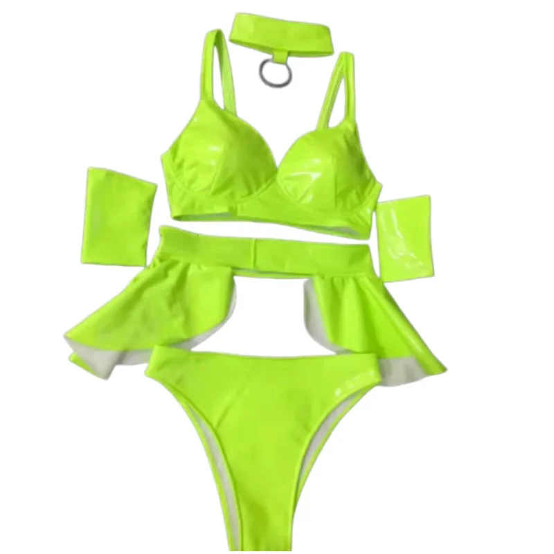 

Костюм для выступлений в ночных клубах и на сцене: розовое лазерное бикини для певиц, танцовщиц, диджеев, групп женских выступлений, для карнавала и танцев на пилоне