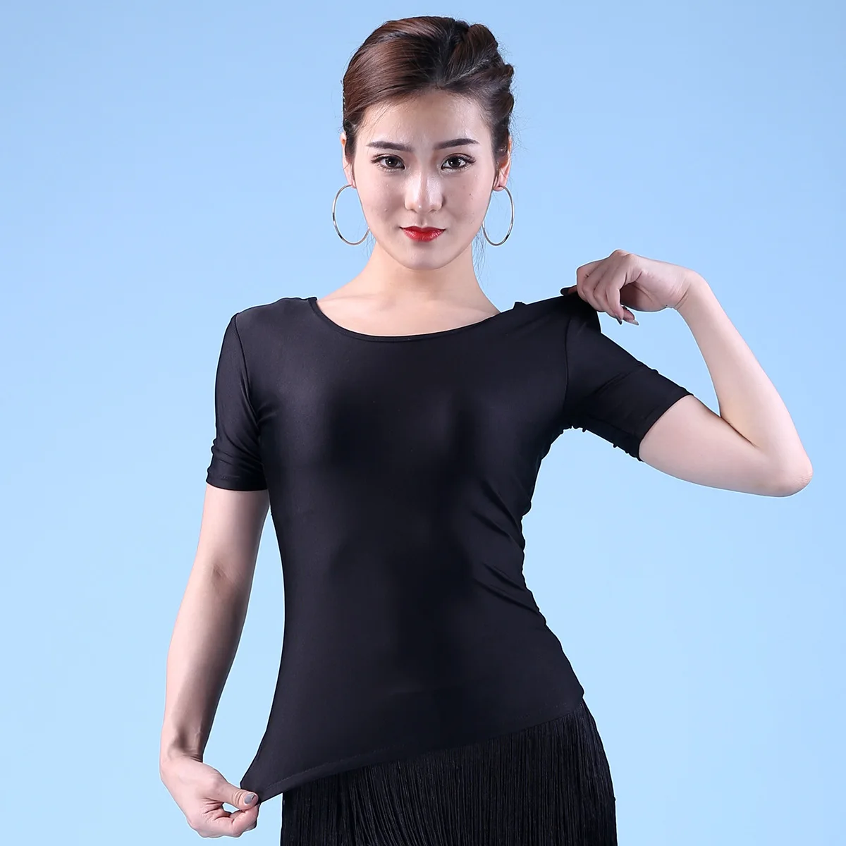 

Solid Color Samba Tango Latin T-shirt Costume Slim Fit Dance Women Tops Women's Adult Fantasy Top Standard Dances Woman Wear