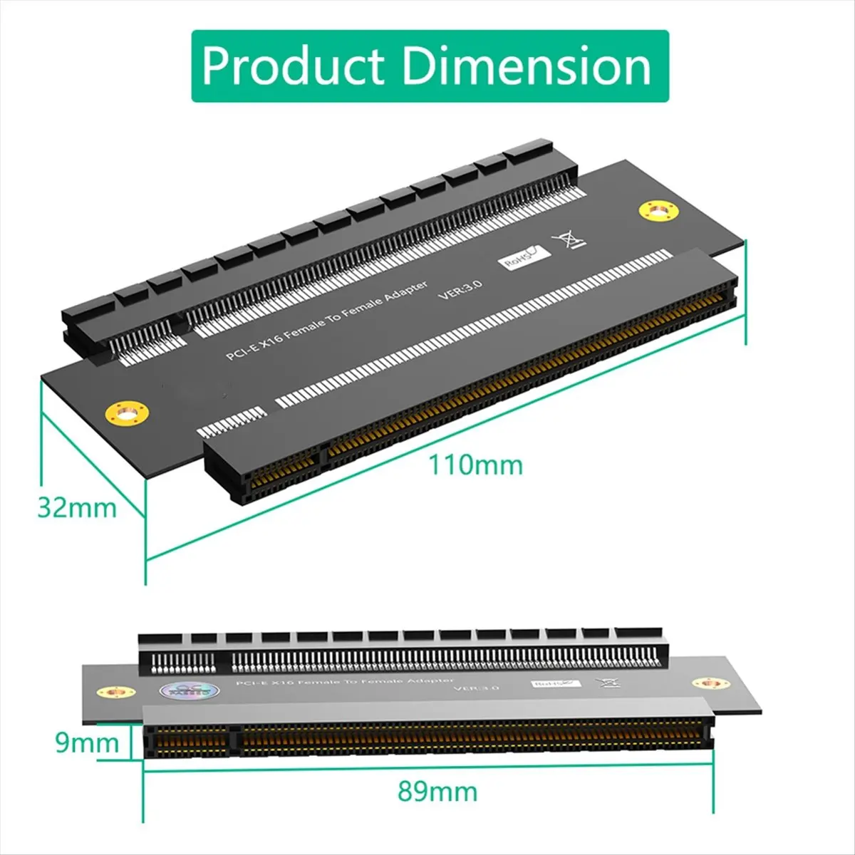 AAAE PCI-E X16 Female to Female Adapter Connector PCI Express 3.0 16X to 16X Extender Riser Converter PCB Board Design