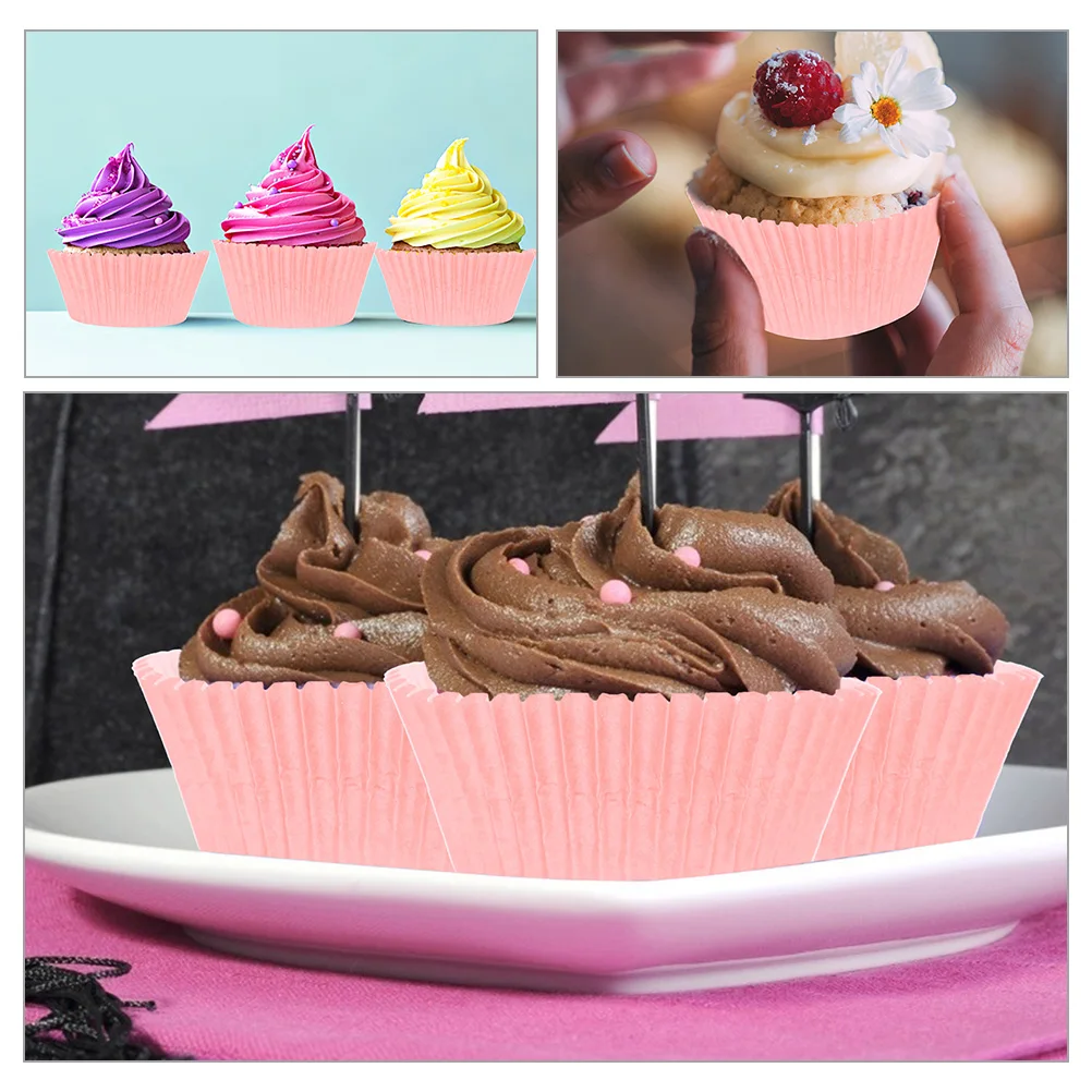 

500Pcs Pink Paper Cupcake Liners Baking Cups Decorative Cupcake Wrappers Muffin Cups for Party Wedding Dessert
