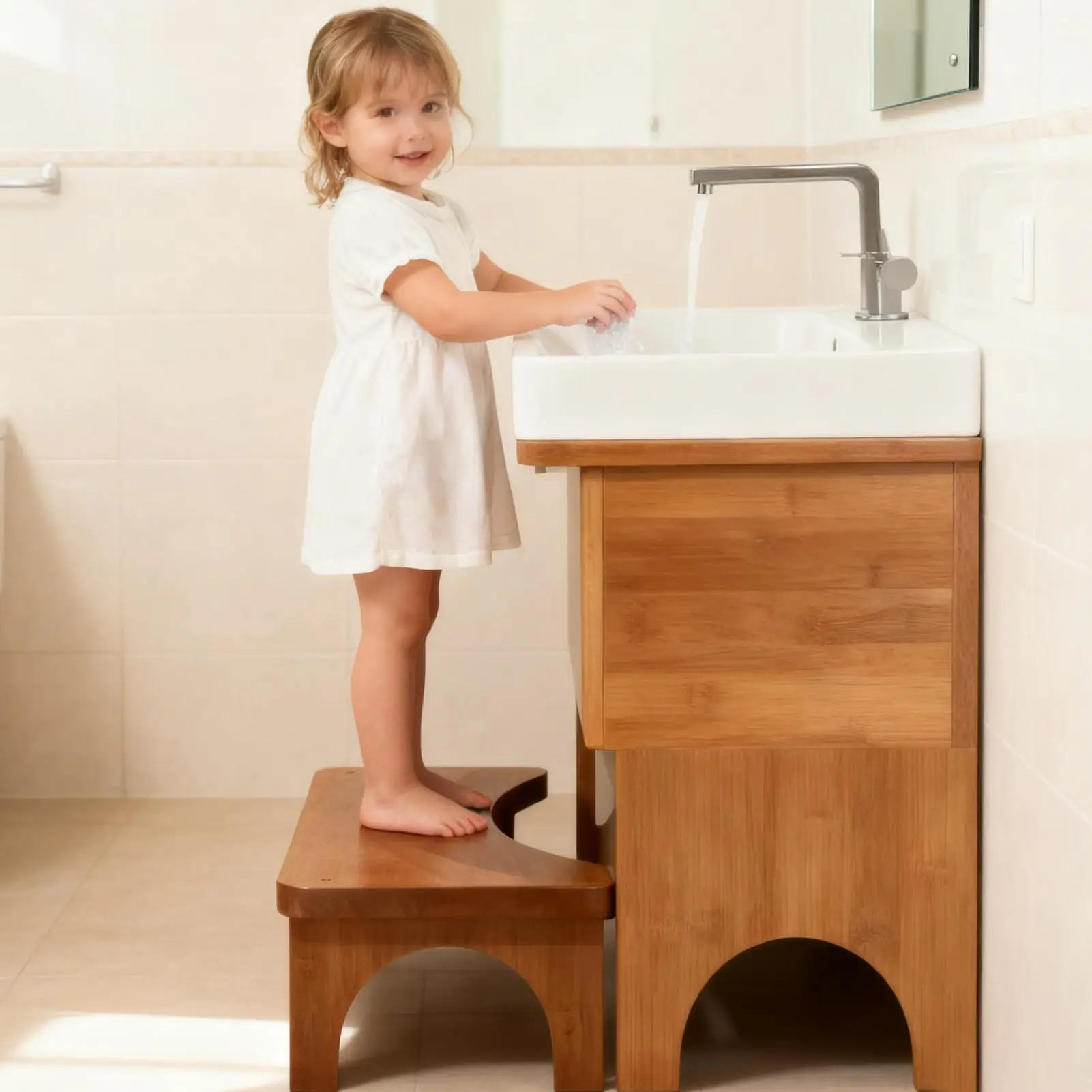 Stool for Toilet Wooden Toilet Stool Multifunctional Potty Step for Adults Elderly Children Home Bathroom Shower Camping Travel