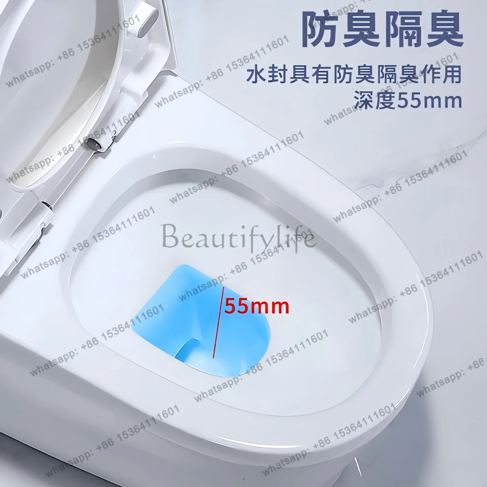 Toilet large diameter ceramic wall row straight flushing large impact water saving