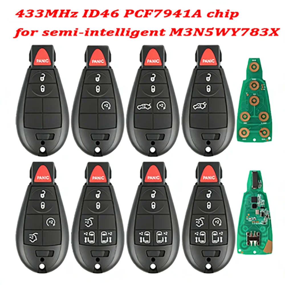 

Полуинтеллектуальный дистанционный ключ M3N5WY783X с 3/4/5/6/7 кнопками и чипом ID46, работающий на частоте 433 МГц для Jeep/Chrysler/Dodge
