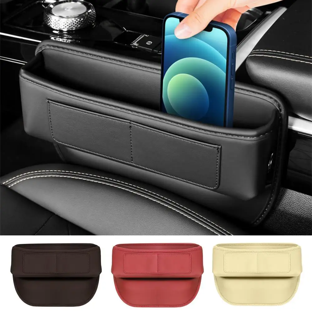 

1PC PU Leather Car Seat Slit Gap Storage Organizer Pocket Car Seat Gap Filler Phone Holder Keys Glasses Wallet Cards Cables Bag