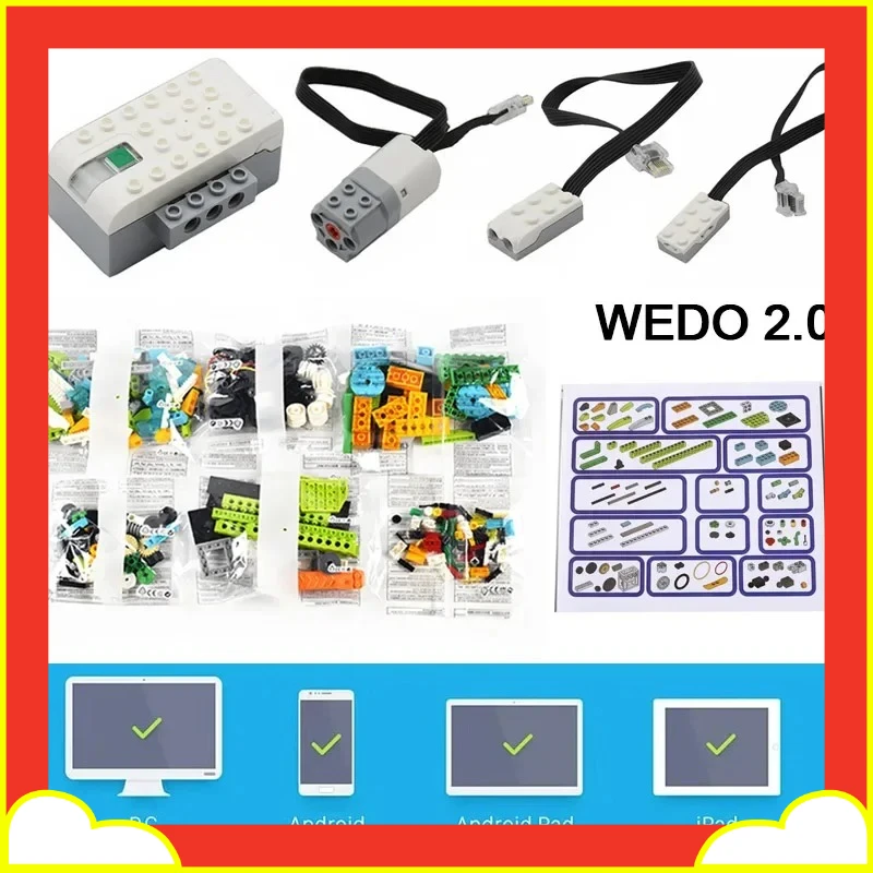 ชุดอิเล็กทรอนิกส์สำหรับประกอบหุ่นยนต์ 280 ชิ้น ชุดมอเตอร์ฮับ ใช้ได้กับตัวต่อ WeDo 2.0 45300 หุ่นยนต์เพื่อการศึกษา