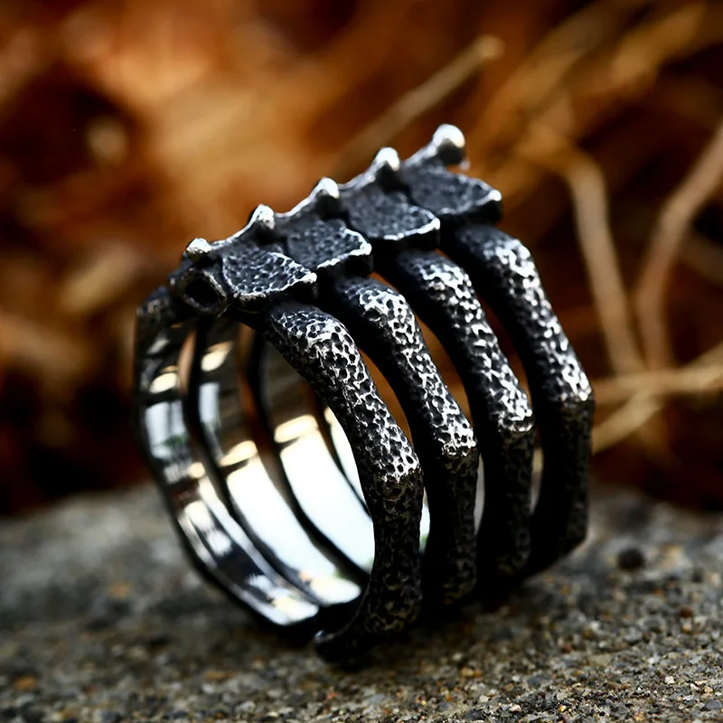 BEIER 316L Stainless Steel Biker Dark wind Jewelry Unique Punk Gothic Skeleton Satanic Demon Skull Ring Men BR8-983