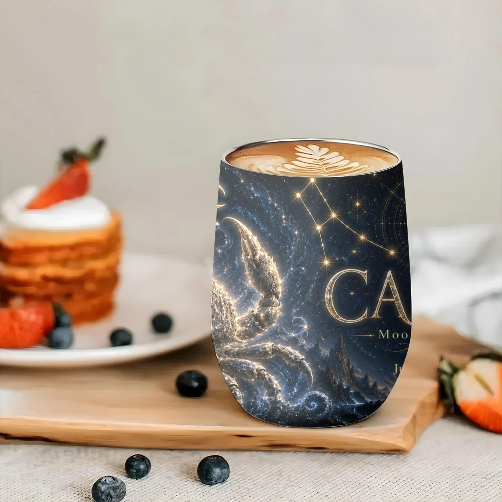 7-12 Twelve Constellations Vacuum Flasks 12oz Eggshell Cup With Lid Portable Coffee Cups Travel Household Office Drinking Mug
