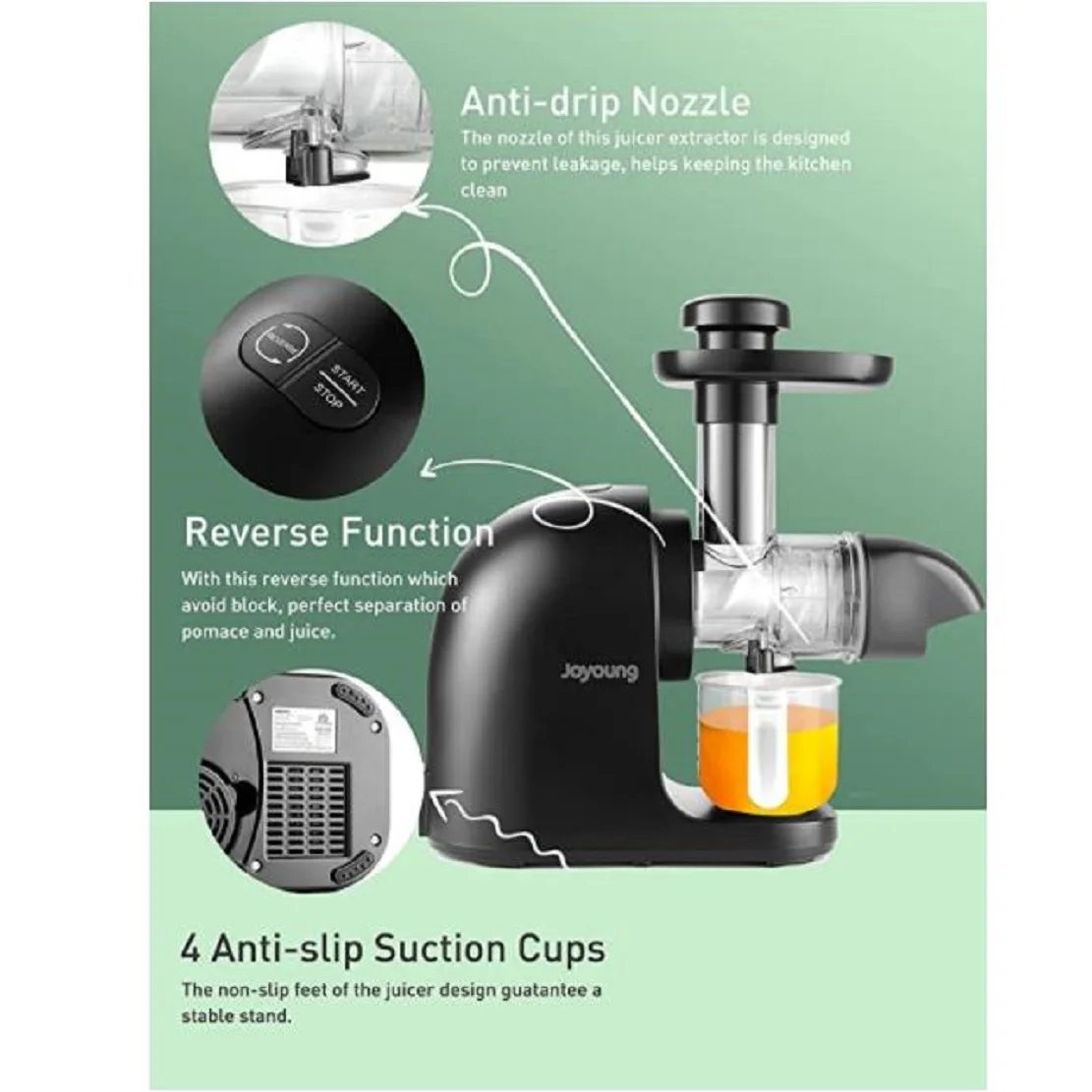 JOYOUNG Máy Ép Hoa Quả Chậm Máy Ép Lạnh Pro Nhỏ Gọn Mạnh Mẽ Máy Ép Hoa Quả Chậm Với Tổng Bột Giấy Điều Khiển Và Dễ Dàng Vệ Sinh