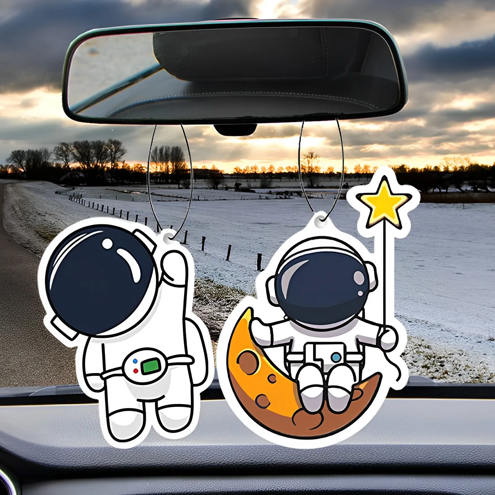 

Car Fragrance Hanging Piece Cute Astronaut Car Rearview Mirror Hanging Perfume Piece Auto Interior Decoration Car Accessories