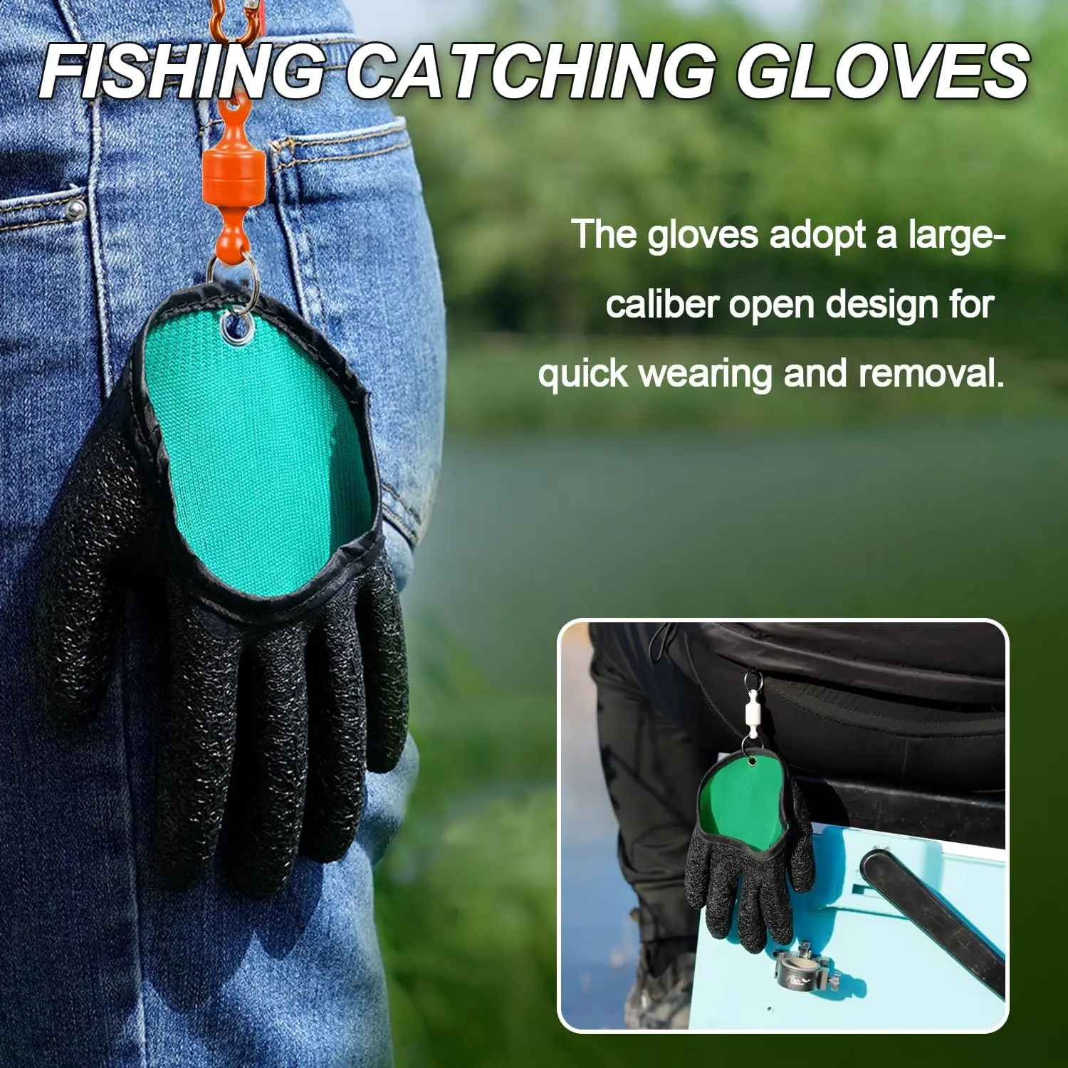 Angelhandschuhe mit Magnetverschluss, Professionelle Fischfanghandschuhe Schnell Trocknende Rutschfeste Angelhandschuhe – Detail 6