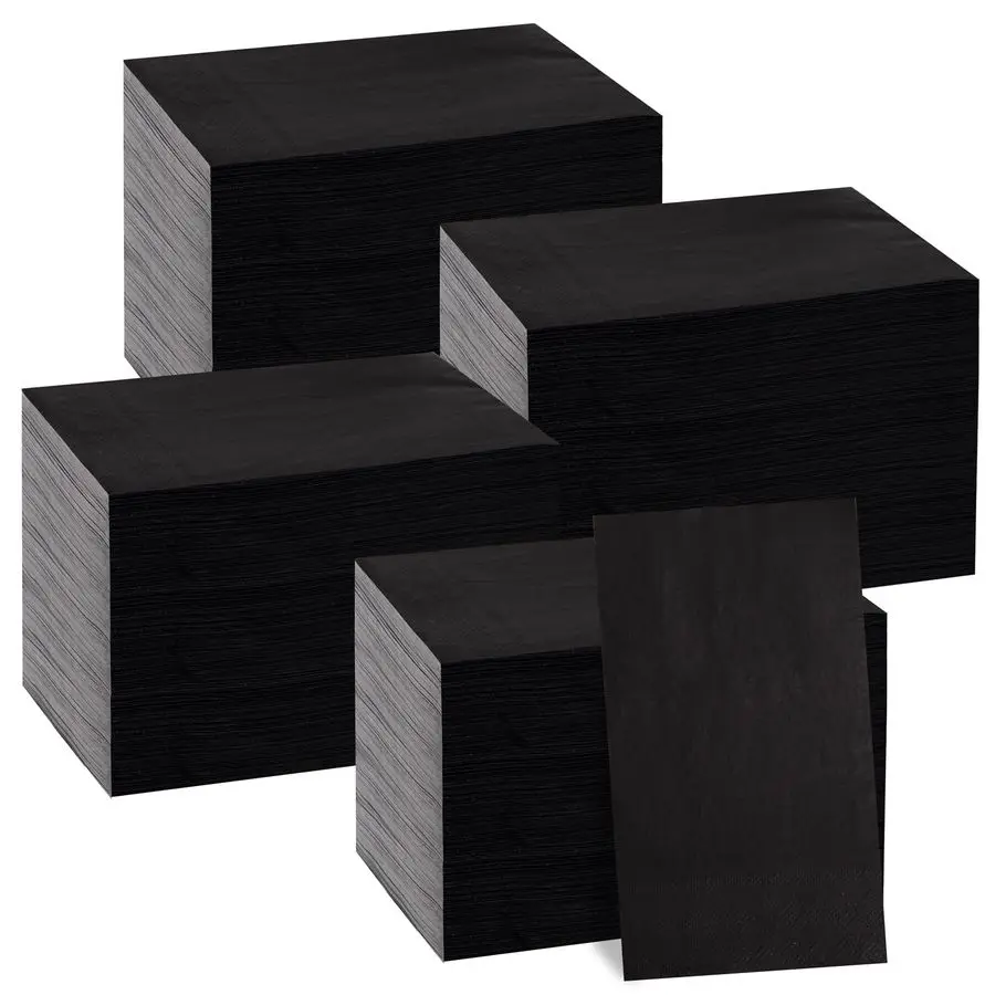 

400Count 3Ply Black Paper Napkins Black Napkins Disposable Premium Quality, Soft, Absorbent for Kitchen, Party Halloween amp New