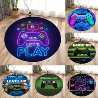 Gaming Console Round Rug Non-Slip Floor Mat for Home Office Living Room Bedroom Machine Washable Round Carpet for Gamers Decor