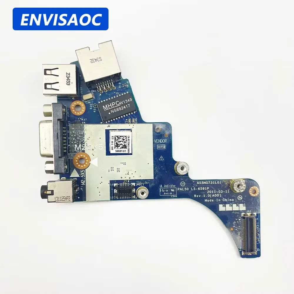 Audio LAN USB Jack Board for Dell Latitude E6420 Laptop USB Charging VGA Network Card RJ45 Audio Board PAL50 LS-6591P LS-6592P