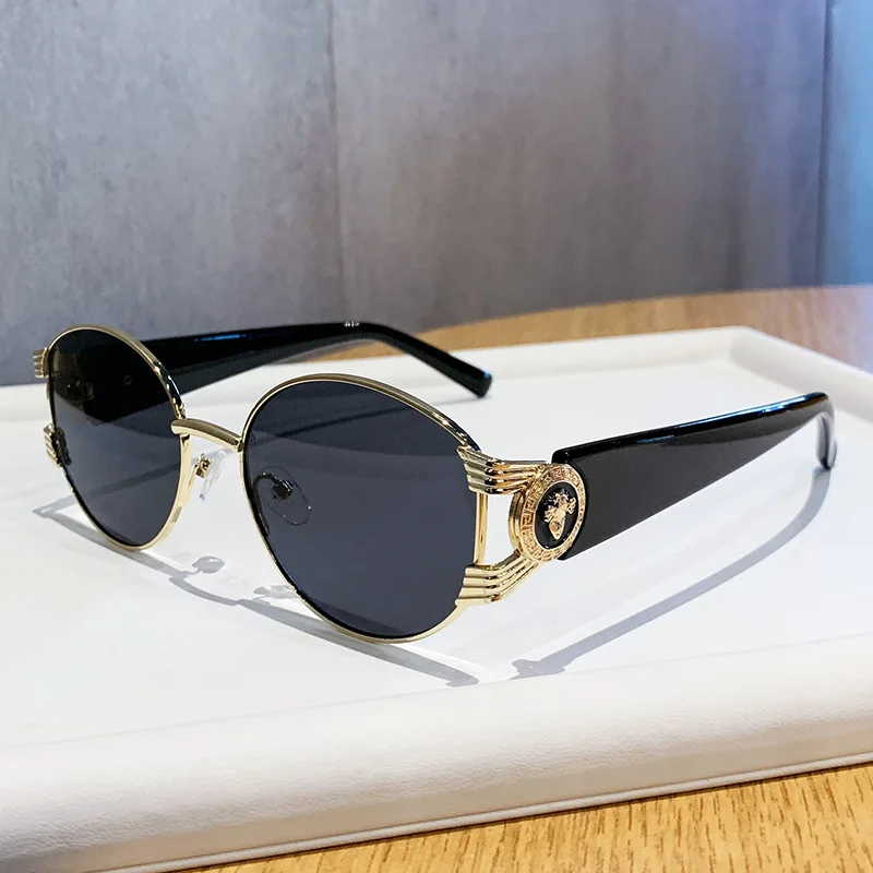 

2025 Fashion Oval Sunglasses Women's European and American Style Ins Metal Sun Glasses Ladies Trendy Men UV400 Gafas De Sol