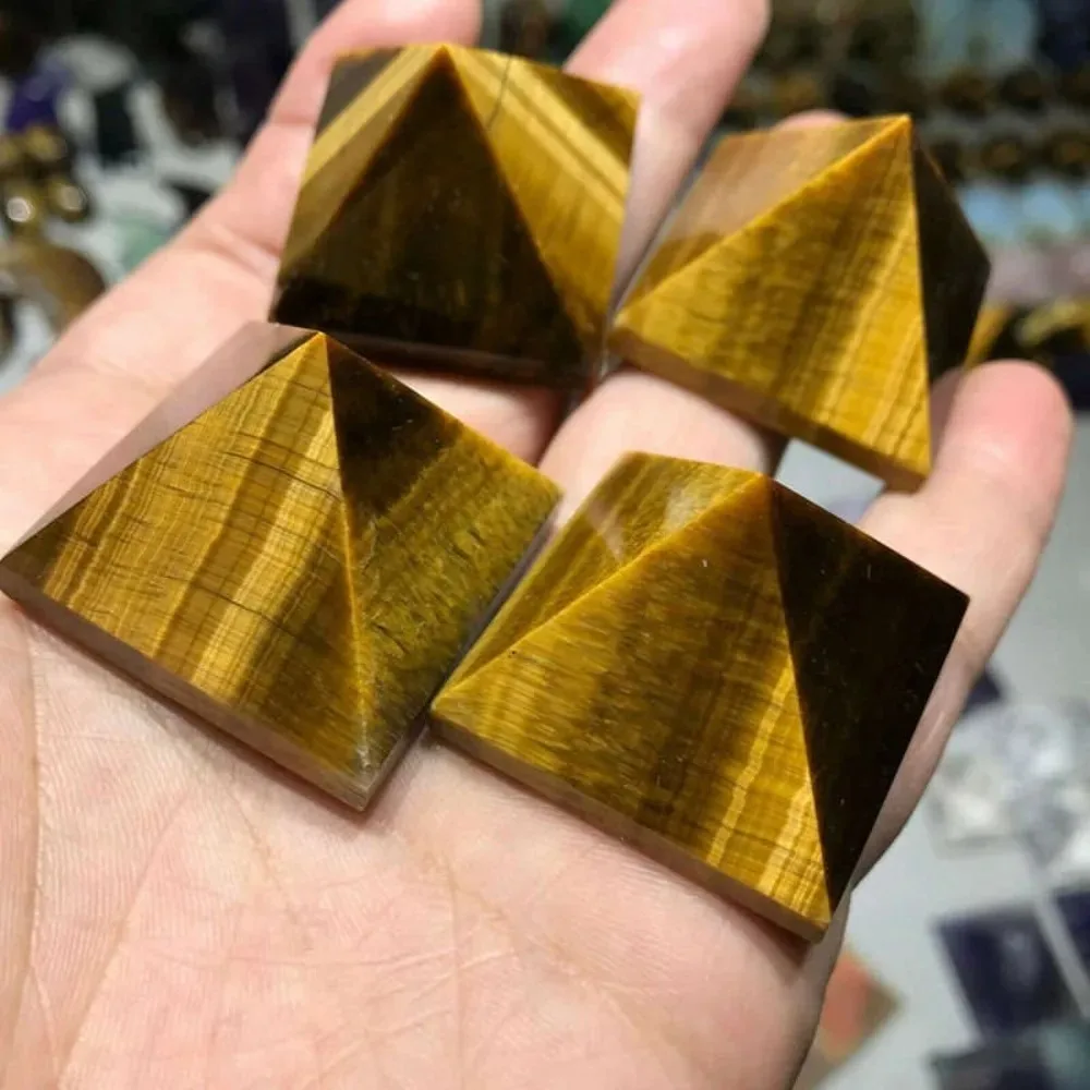 Pirámide de Jaspe Ojo de Tigre Natural, Piedra de Cristal Estriada Marrón Dorado para Decoración del Hogar, Sanación con Reiki, Equilibrio de Chakras