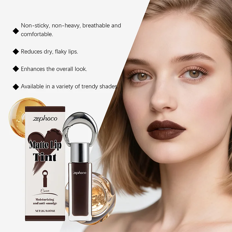 ลิปกลอสเนื้อแมทท์เนียนนุ่ม ให้ความชุ่มชื้น ติดทนนาน กันน้ำ กันเหงื่อ ไม่ซีดจาง ลิปกลอสผสมมิเนอรัลออยล์