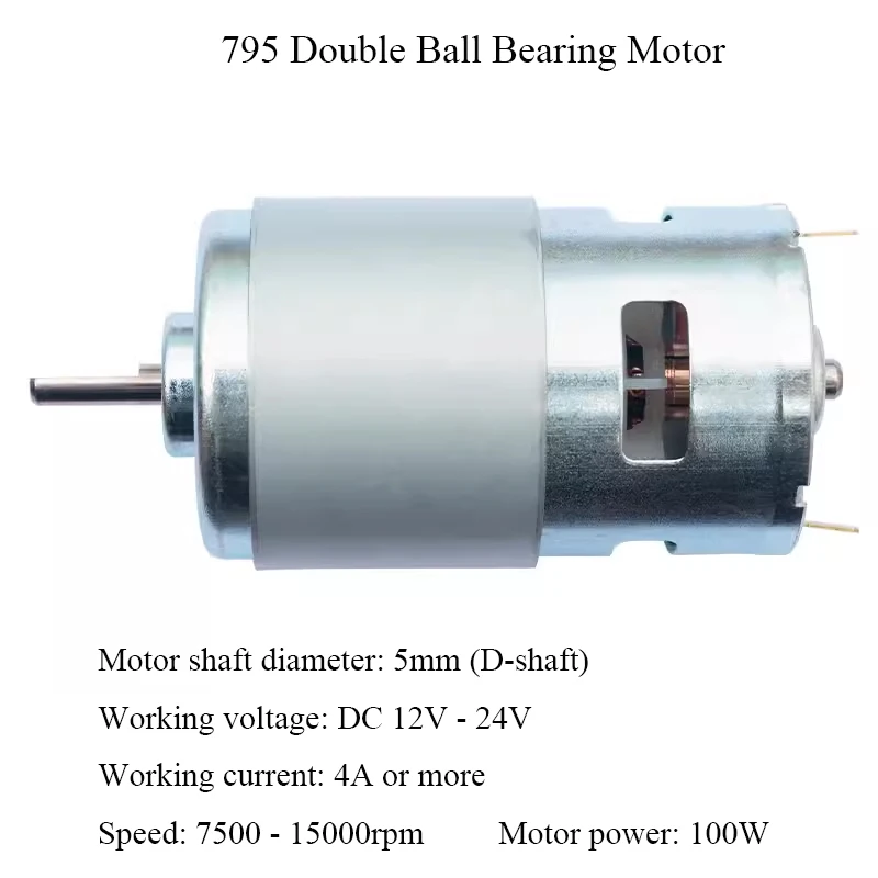 Roulements à billes avant à courant continu, moteur à balais de carbone, haute puissance, couple élevé pour bricolage, scie à table, outils électriques de perceuse, 775, 795, 12V, 24V