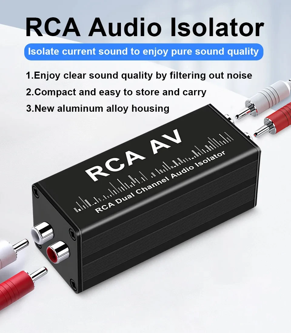 Auto-Audio-RCA-Audioisolator, Audio-Looping-Isolator, Stromgeräuschunterdrücker, Rauschunterdrückung, Common-Ground-Filter, 1 Stück – Detail 4