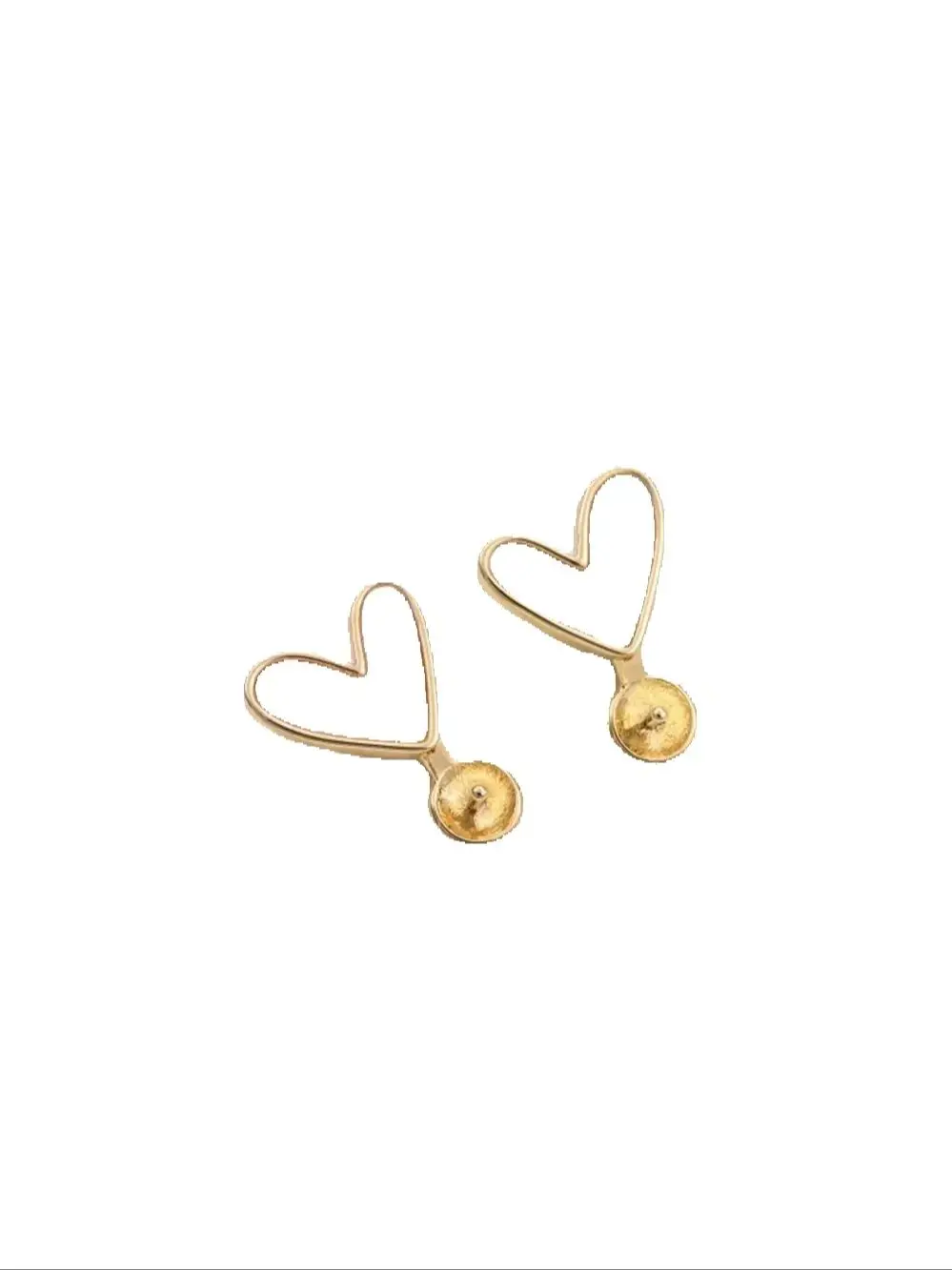 

14K Gold-Color Natural Shell Peach Heart Shape Half-hole Pearl Holder Earrings 925 Silver Needle Love Earrings Accessories E343