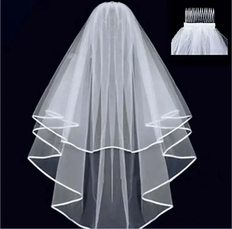 Peigne à Voile de Mariage Blanc à Deux Couches, Accessoires en Tulle pour Patients Romantiques