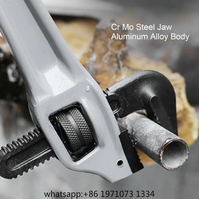 Adjustable Offset Pipe Wrench Heavy Duty Aluminum Alloy Plumbing Wrench with Cr Mo Floating Hook Jaw and I Beam Handle