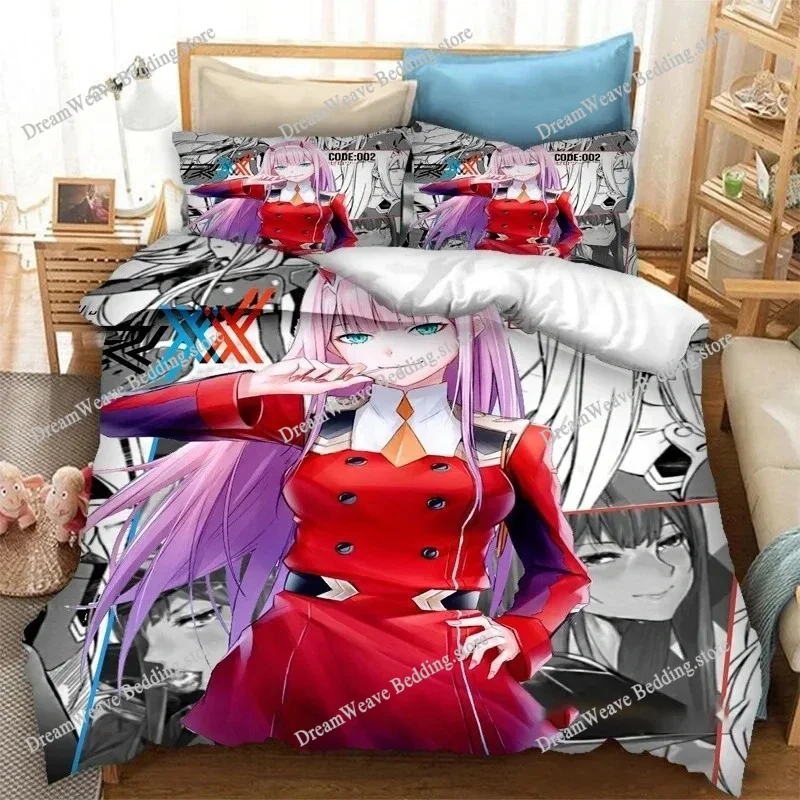 

Darling in The Franxx Bedding Set Boys Bedroom Duvet Cover Set 3D Bed Sheet Single Twin Full Queen King Size Duvet Cover Bed Set