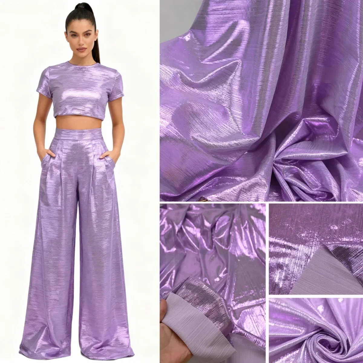 

Яркая ткань для горячего тиснения, лазерная переливающаяся полосатая эластичная трикотажная ткань для шитья, одежда для выступлений на сцене, ткань для вечернего платья