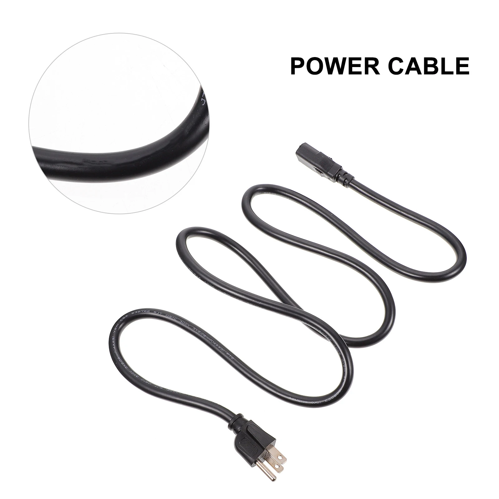 

Power Cord 3 Prong Extension Cable Full Copper Core Computer Printer Monitor Speaker Use for Game