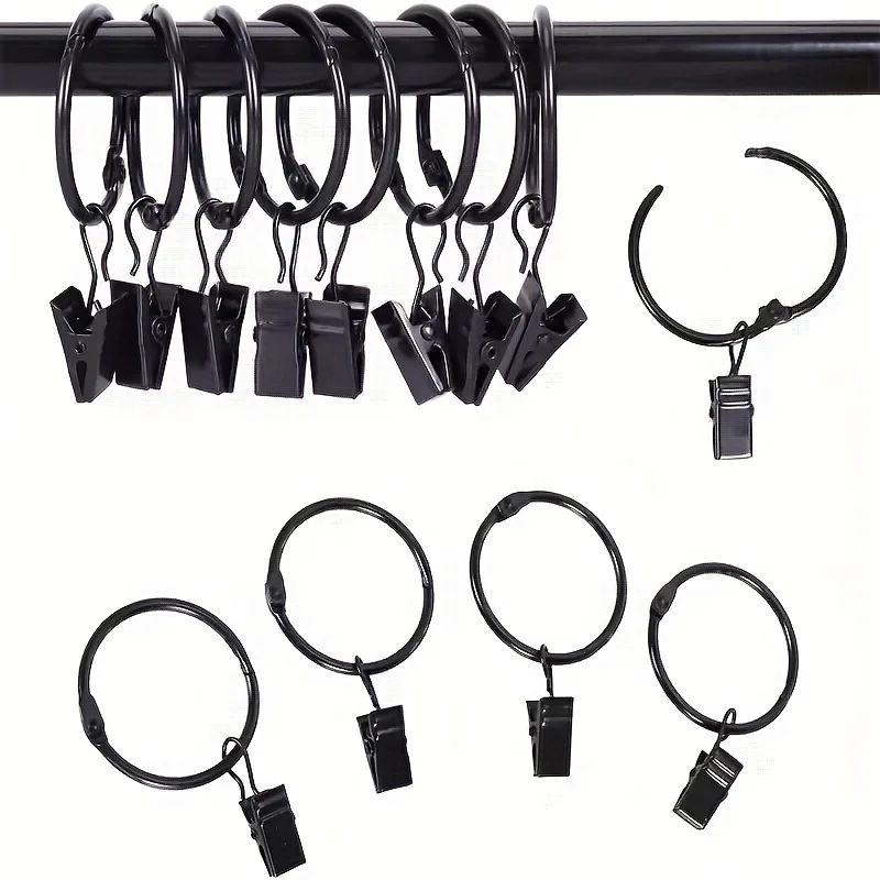 8/14pcs Curtain Rings Clips Metal Decorative Rustproof Drapery Window Curtain Hanging Ring Hook Hanging Clothes Clip Hanger