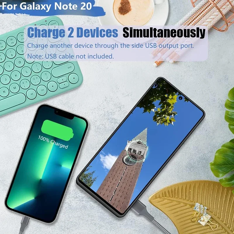 لهاتف سامسونج جالاكسي نوت 20 الترا نوت 20 10 بلس حافظة شاحن بطارية جديدة باور بانك غطاء شحن مقاوم للصدمات 10000 مللي أمبير في الساعة