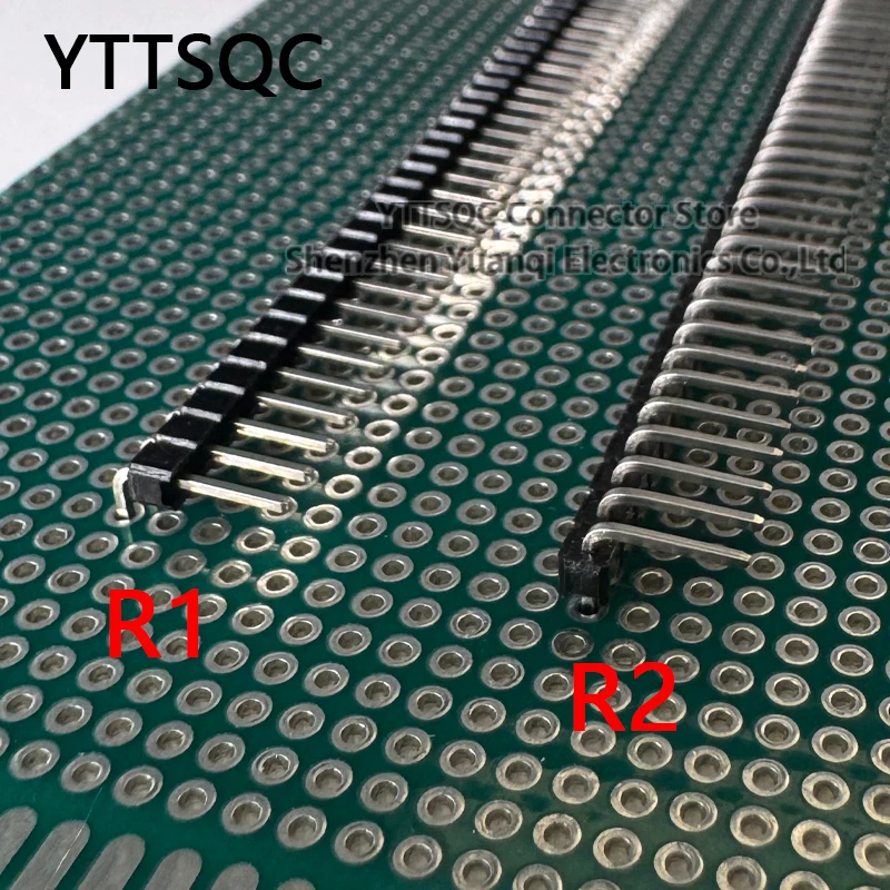 10pcs 2.54mm 1x40P Right Angle Extend Extra Long B6-12mm 90d R1 R2 Gold plated Single Row Cuttable PCB Male RA Pin Header Jumper