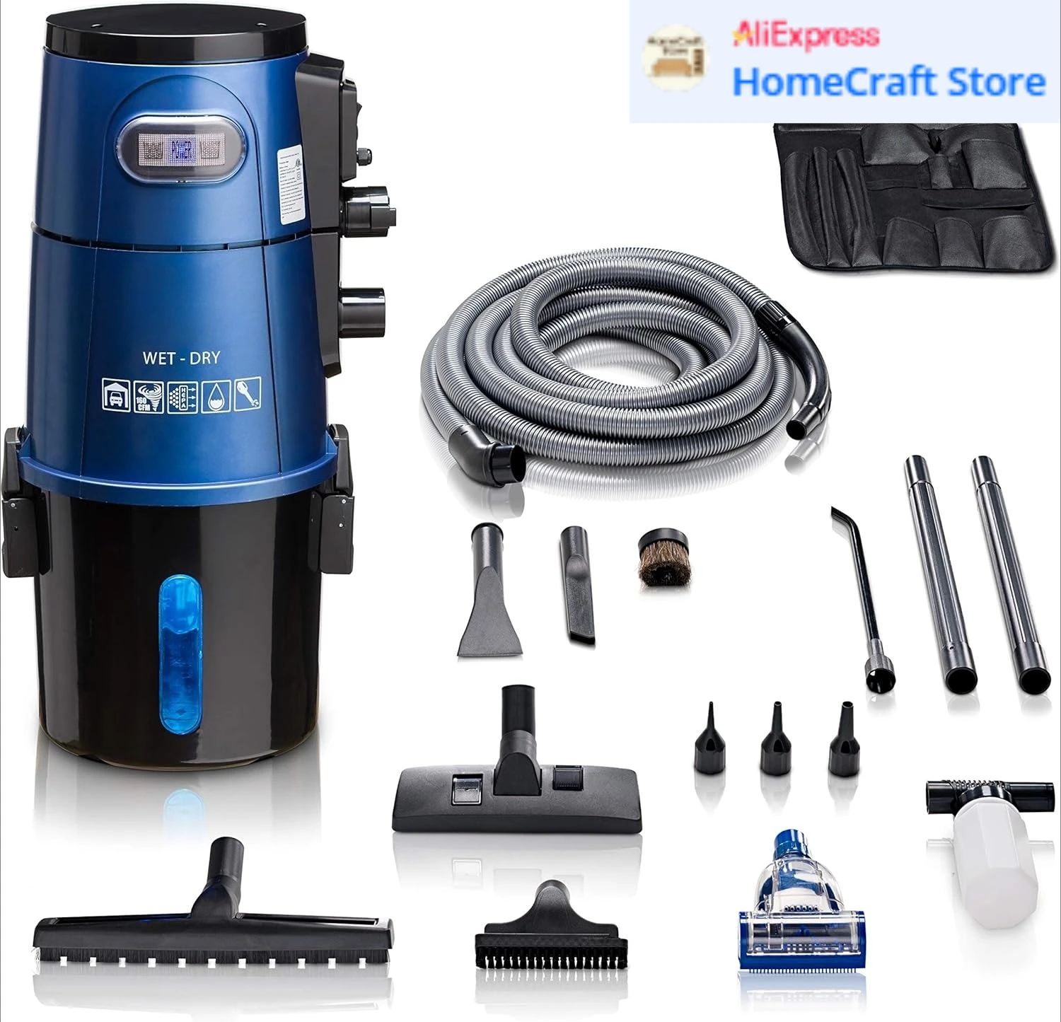 

Профессиональный настенный пылесос для гаража Blue Wall Mounted Garage Vac, для сухой и влажной уборки