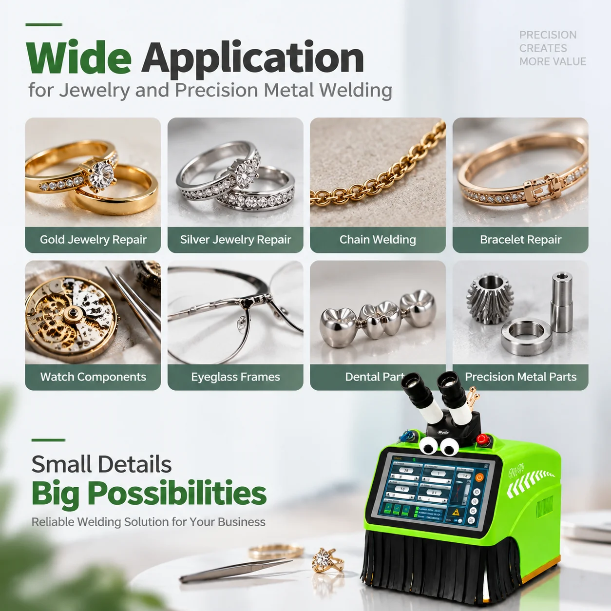 Jewellery Repair Laser Welding Machine 60W YAG Micro Welder For Gold Silver Accessories Ring Chain And Precision Metal Parts