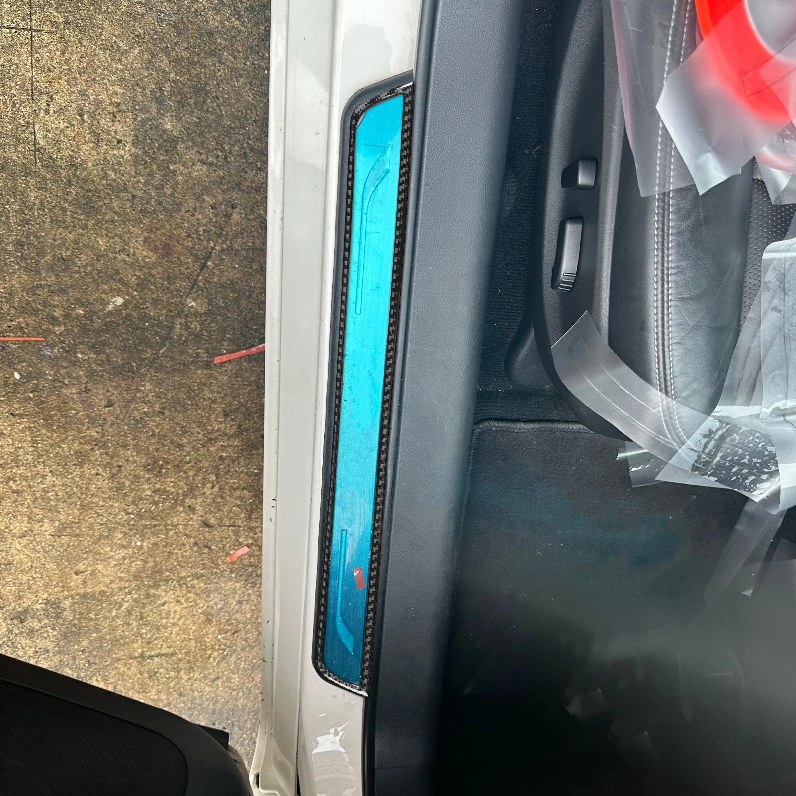 For Infiniti Q50 2014-2020 Car Accessories Carbon Fiber External Door Sill Panel Decorative Strips Interior Decoration Sticker