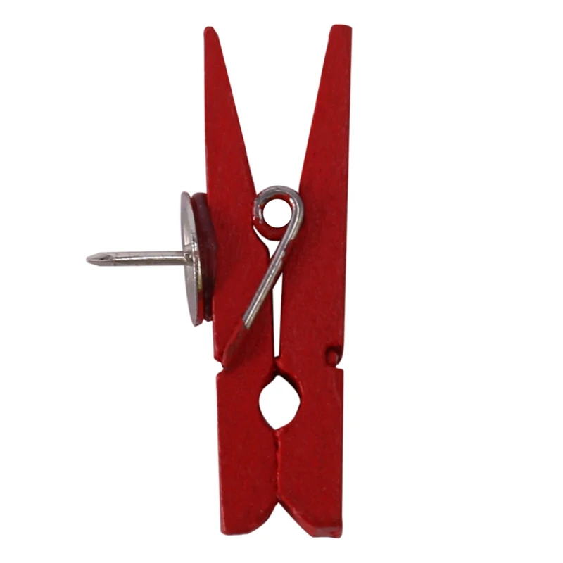 Push Pins With Wooden Clips Pushpins Tacks Thumbtacks, Creative Paper Clips With Pins For Cork Boards Notes Photos Wall And Craf