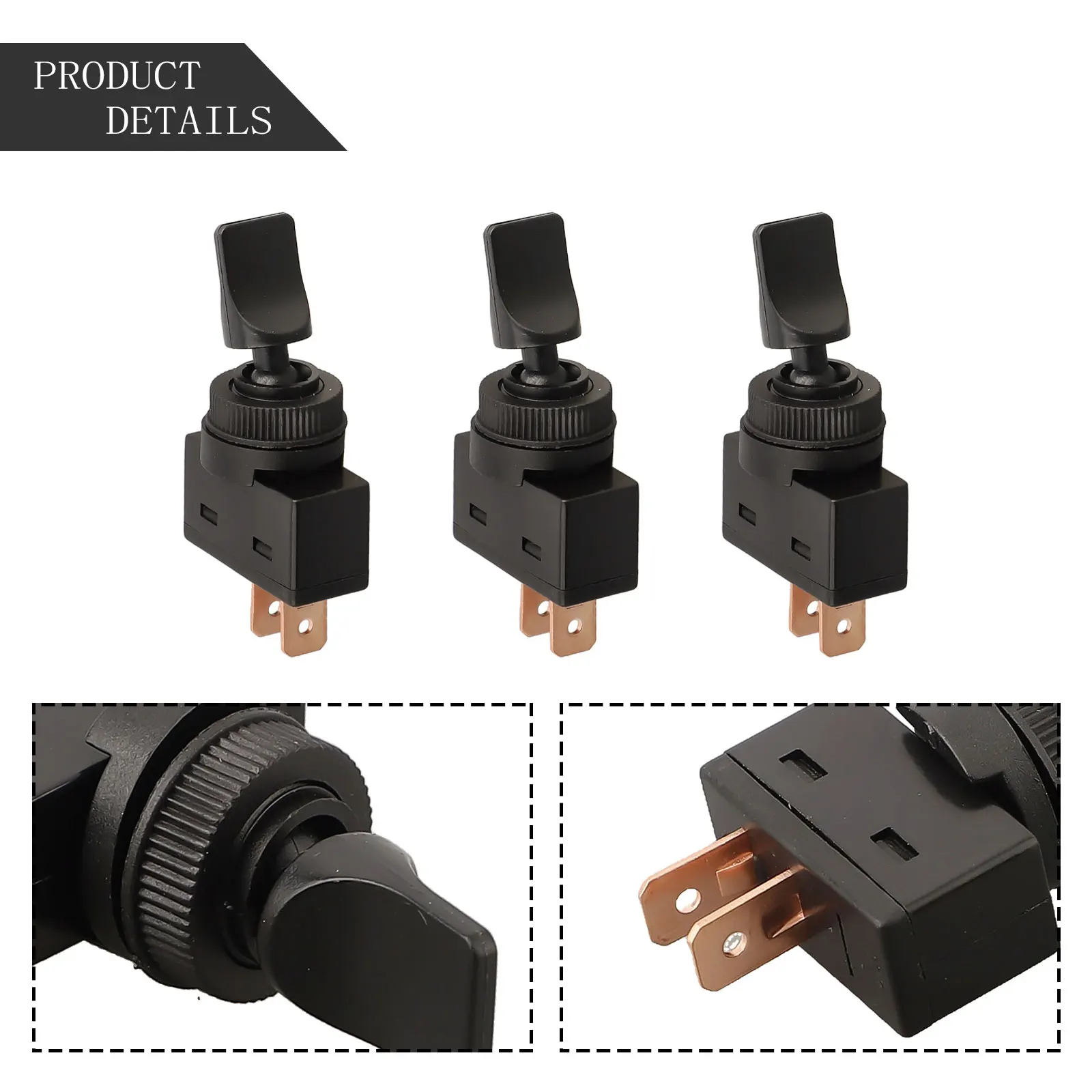 3 Pieces 12V 20A Car For Toggle Switch with Flat Handle for Vehicle Applications Including Cars Trucks and Motorcycles
