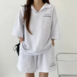 Women T-shirt Wide Leg Shorts 2 Piece Activewear Loose Outfits Summer Women's Letter Print Tracksuit Set With Short Sleeve Suits