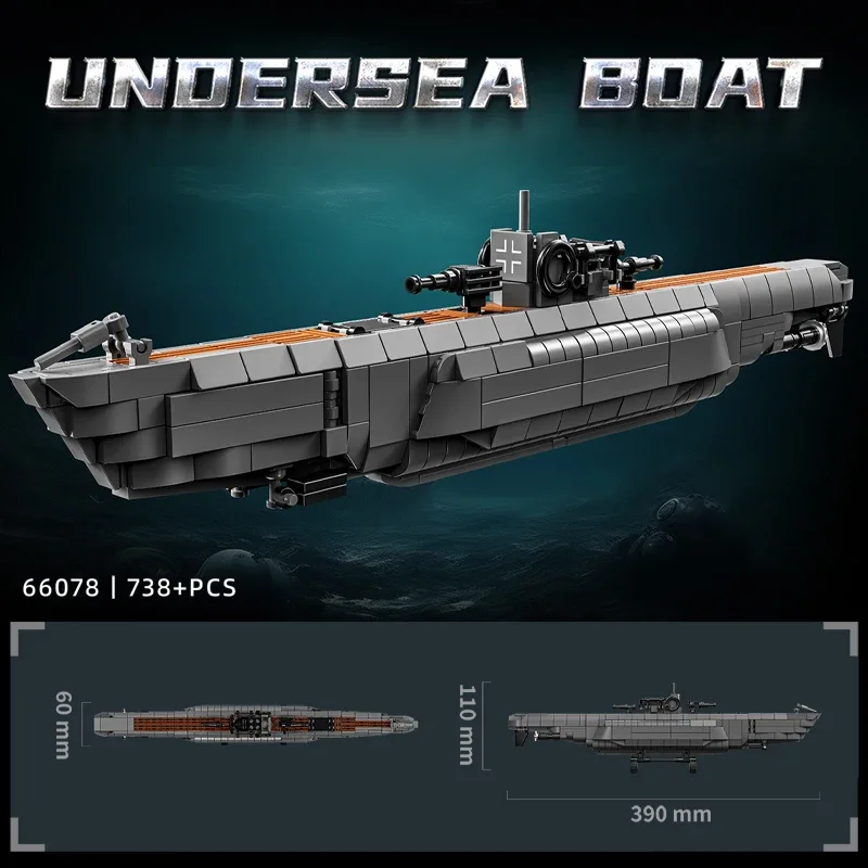 738 Pcs WW2 Tedesco U-tipo Sottomarino Building Blocks Affari Militari Portaerei Cruiser Sottomarino Nuclearo Giocattolo Regali