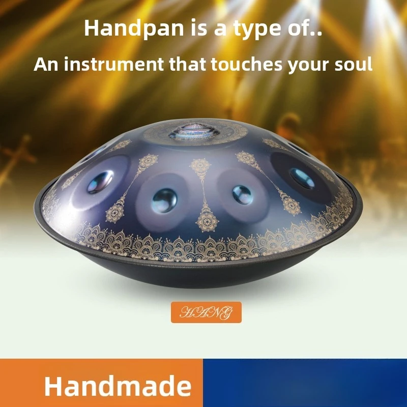 Hand Disc Engraved Flower Drum Ethereal Drum Handpan Hand Disc, Engraved Musical Instrument 9-tone Hand Disc Drum
