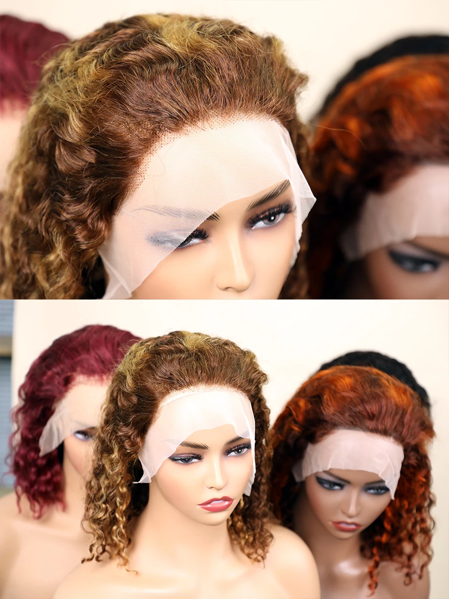 Water Wave Lace Front Wigs 250% Density Highlight Human Hair Wig Ombre Honey Blonde Colored 13x4 Lace Frontal Human Hair Wigs