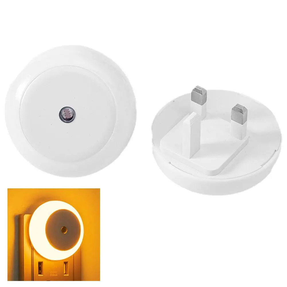 Wall Plug LED Night Light Smart Night Sensor Round Square Lamp For Bathroom Home Kitchen Hallway Staireway Bedroom Nightlight