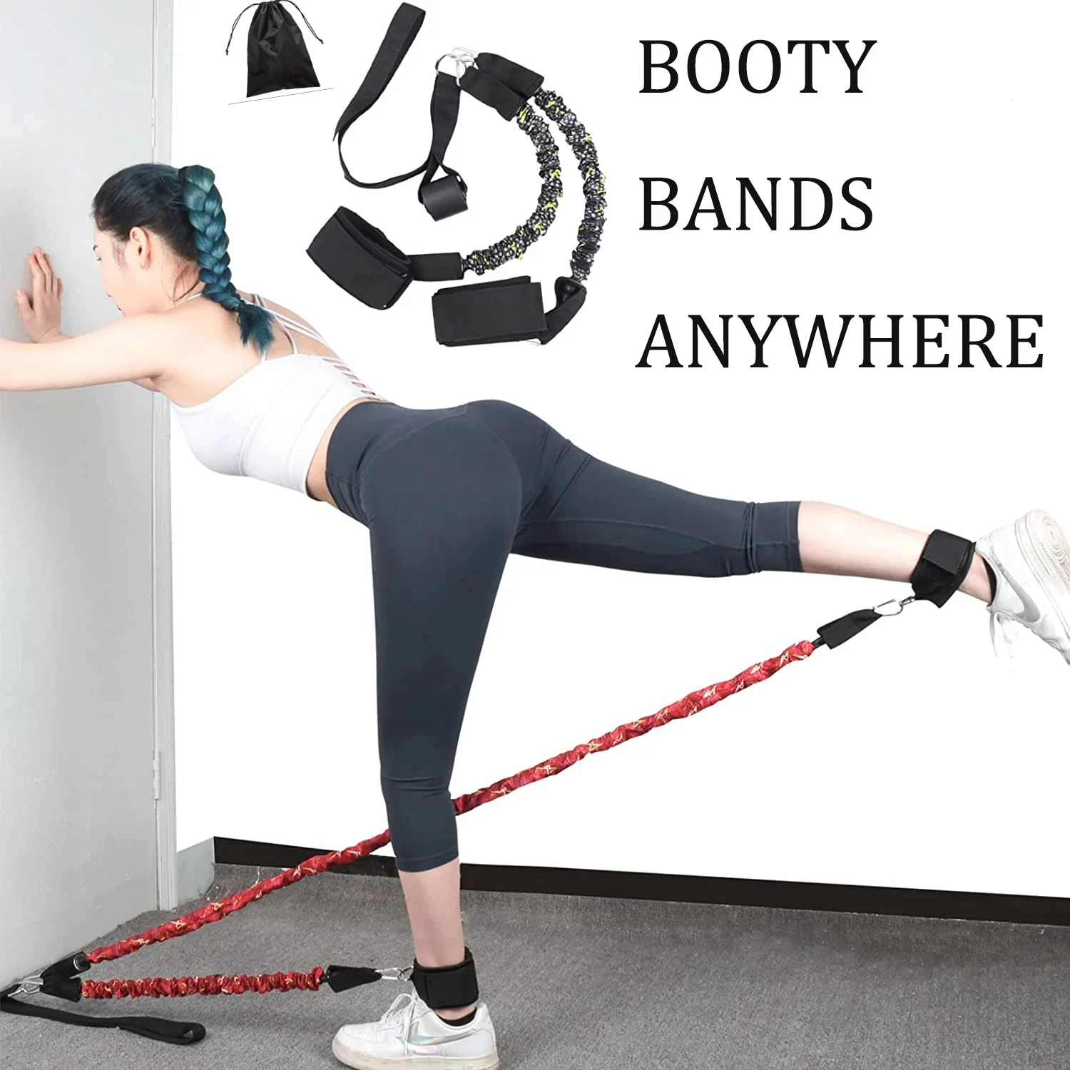 

Booty Resistance Band Glute Cord Cable Machine Ankle Kickback Strap Legs Abs Workouts Gym Workout Fitness Equipment