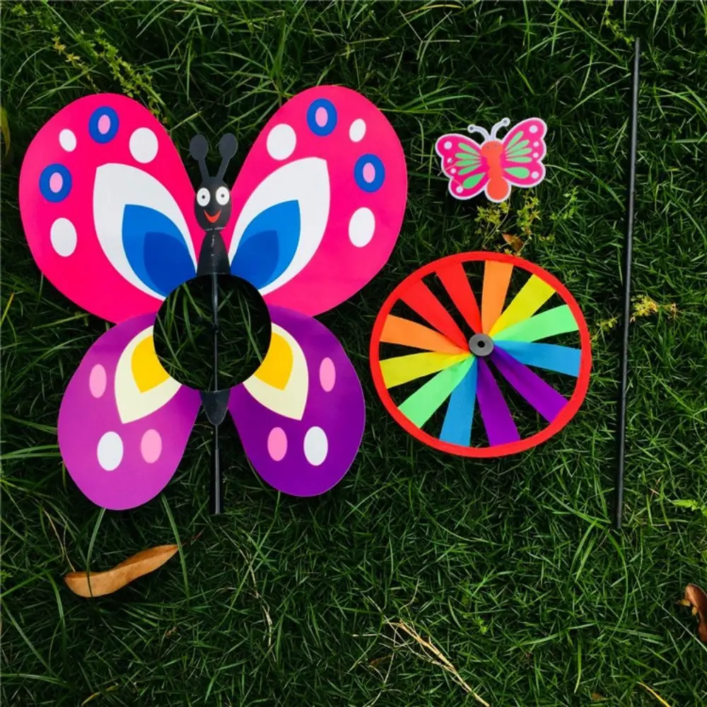 Molino de viento con tallo de cristal de mariposa sellado multiestilos, escarabajo de dibujos animados, pato amarillo, molino de viento colorido de PVC, diámetro de 45cm, colorido