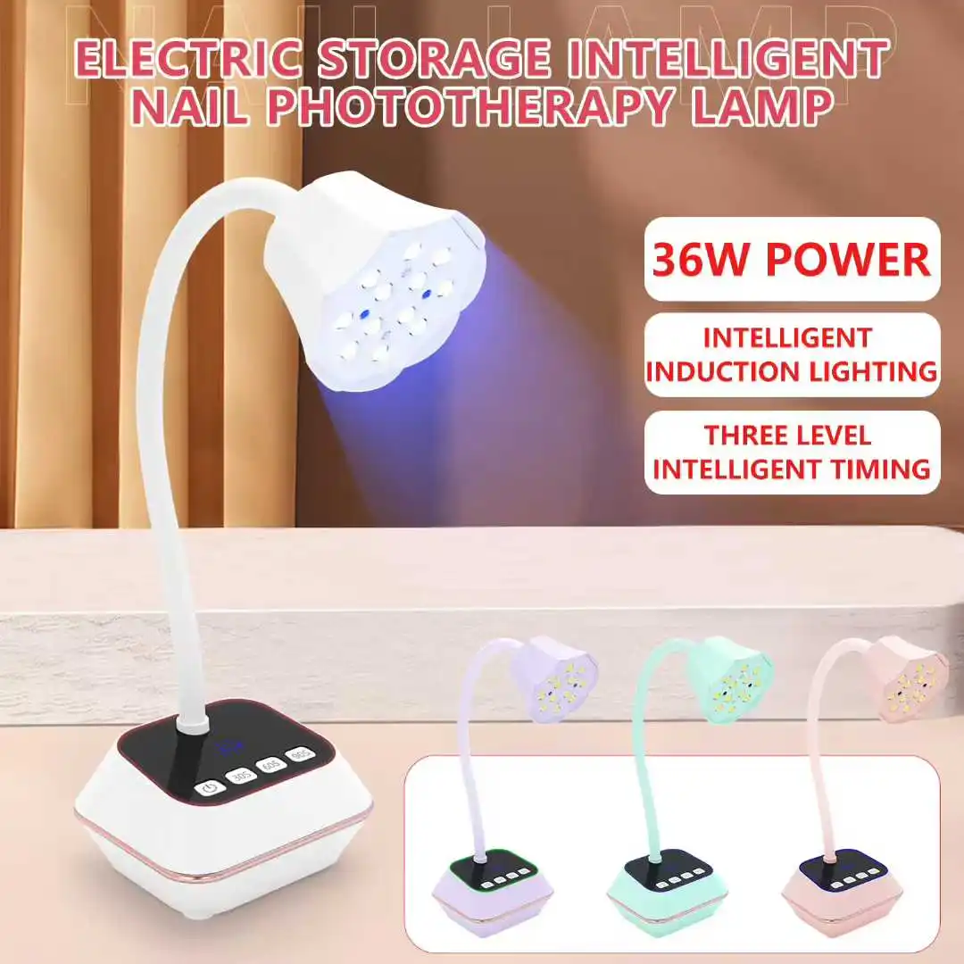 

Wireless Nail Lamp LED UV Nail Dryer Rechargeable Auto Sensing Touch Control Fast Drying Nail Light 360° Bendable Table Lamp
