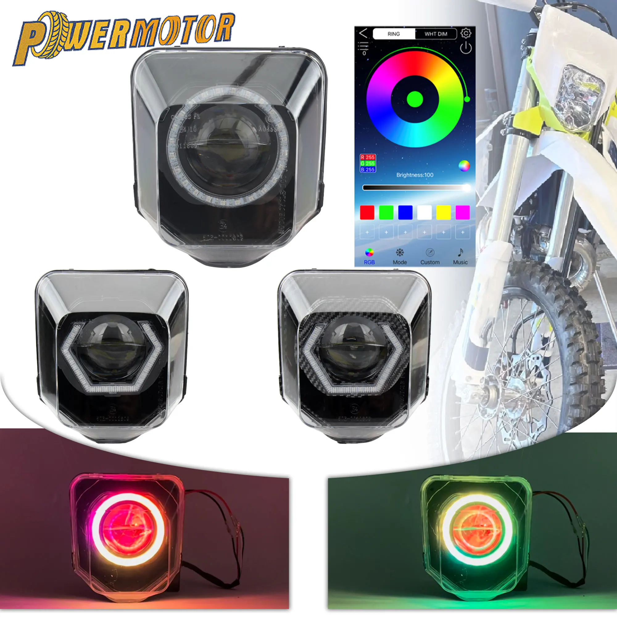 

For Husqvarna Motorcycle Headlight Angel Eyes Colorful Lights FC TC TE FE 125-701 250i 300i LED Motocross Enduro DirtBike Parts
