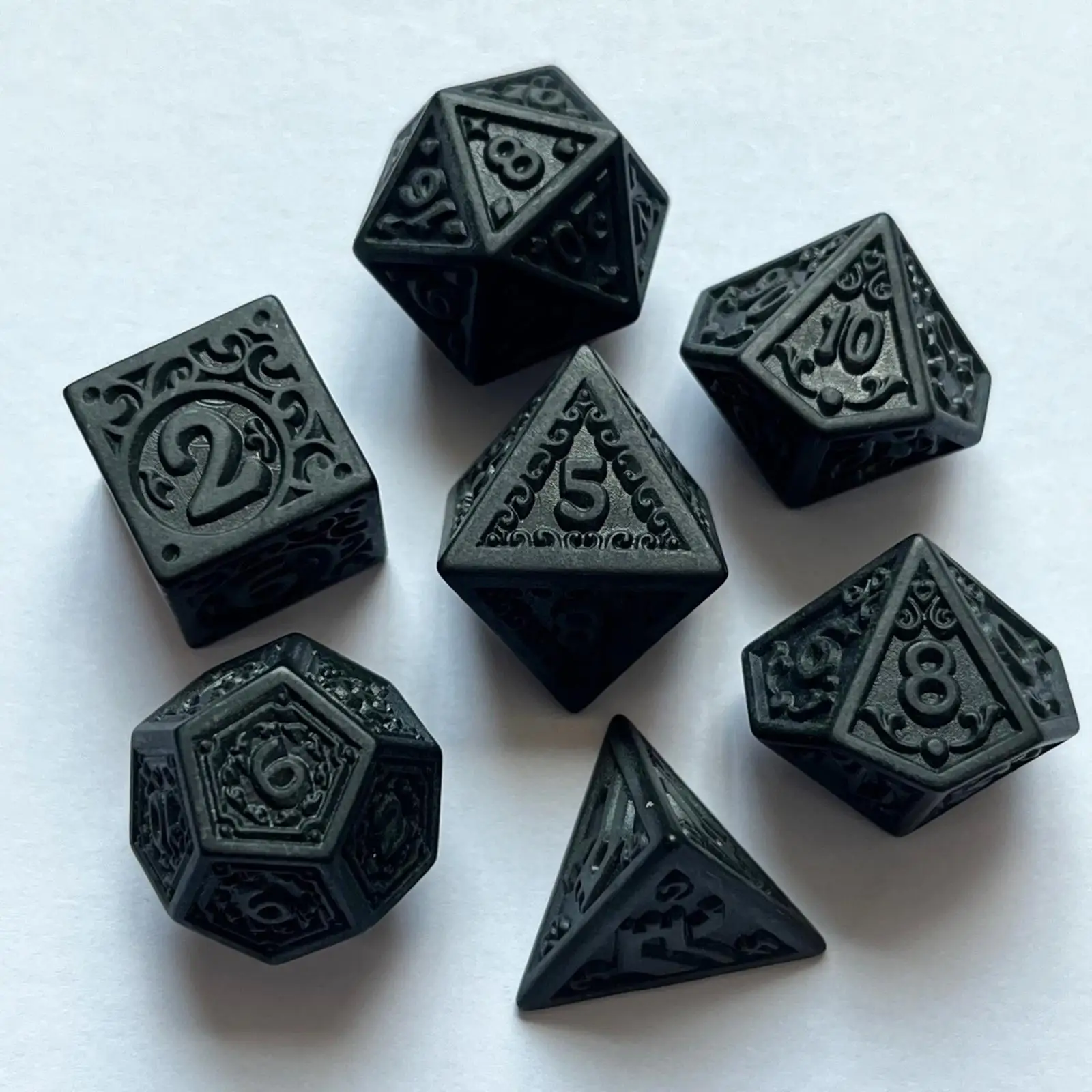 7Pcs Polyhedral Dice D4 D6 D8 D10 D12 D20 Black Collection Gift Party Favors